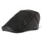 Men Leather Lace-up Beret Caps Casual Outdoor Winter Warm Windproof Duck Hats Adjustable Caps - Black