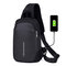 Polyester Casual USB Charging Multifunction Crossbody Bags Business Waterproof Travel Chest Mens Bag - Black