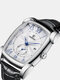 11 Colors PU Alloy Men Vintage Watch Luminous Decorated Pointer Calendar Quartz Watch - Silver Case White Dial Black Ban