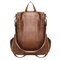 Women Anti theft Leisure Large Capacity Travel Backpack Multi-function Soft Leather Shoulder Bag - Brown