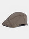 Men Cotton Stitching British Style Casual Sunshade Beret Flat Hat Forward Hat - Coffee
