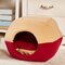 2 in 1 Cat Dog Cave Bed Washable Pet Bed Soft Pet House Tent - Red