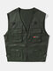 Men Tiered Zipper Designed Hoop Multi Pocket Waistcoats - Army Green