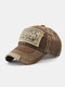 Men Washed Cotton Letter Pattern Patch Baseball Cap Outdoor Sunshade Adjustable Hats - Coffee