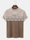 T-shirt a maniche corte da uomo con motivo geometrico lettera Modello patchwork - caffè
