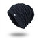 Men's Knit Wool Hat Warm Beanie With Five-star Pattern - Navy