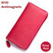 Women Men RFID Antimagnetic 36 Card Slots Dull Polish Genuine Leather 6inch Phone Bag Long Wallet - Rose Red