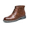 Men Microfiber Leather Outdoor Work Style Motorcycle Boots - Brown