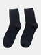 5 Pairs Men Cotton Solid Color Simple Sweat-absorbent Deodorant Warmth Socks - Black 1