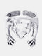 Vintage Stylish Frog-shape Opening Adjustable Copper Ring - Silver