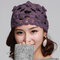 महिला ऊन बेनी कैप बुना हुआ फीता हाथ से बुना हुआ टोपी क्रोकेट सजावट टोपी - बैंगनी
