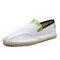 Men Breathable Wearable Color Blocking Canvans Daily Flats - White