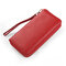 Women Genuine Leather Wallet Credit Card Holder Zipper Purse Cell Phone Handbag - Red