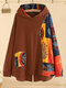 Blusa con capucha y estampado de patchwork irregular vintage Plus talla - naranja