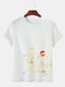 Mens Chinese Style Crane Printed Round Neck Short Sleeve T-shirt - White