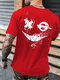 Mens Splash Ink Funny Smile Print Casual Short Sleeve T-Shirts - Red