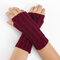 21CM Women Winter Knitting Jacquard Fingerless Long Sleeve Casual Warm Half Finger Gloves - Red