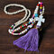 Bohemian Mixed Color Handmade Beaded Necklace Geometric Heart Tassel Pendant Necklace - 02