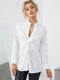 Twisted Design Solid Stand Collar Long Sleeve Shirt For Women - White
