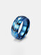 Trendy Simple Geometric Pattern Circle-shaped Stainless Steel Ring - Blue