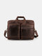 Men Multifunction Vintage Large Capacity 15.6 Inch Laptop Bags Briefcases Shoulder Bag Handbag - Coffee