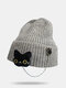 Unisex Knitted Solid Color Cartoon Doll Chain Decoration Fashion Warmth Brimless Beanie Hat - Gray
