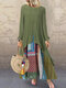 Ethnic Print Patchwork Vintage Plus Size Maxi Dress - Green