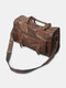 Men Vintage Wear-Resistant Waterproof Faux Leather Crossbody Bag Handbag - Dark Brown