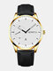 11 Colors Leather Men Business Watch Decorated Pointer Calendar Quartz Watch - Black Band Gold Case White Dial