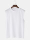 Mens 100% Cotton Breathable Solid Color Casual Tank Tops - White