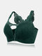 Plus Size Women Daisy Embroidered Beauty Back Front Closure Wireless Gather Bras - Green