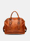 Men Vintage Faux Leather Multifunction Back Anti-Theft Pocket Briefcase Handbags Crossbody Bags - Brown