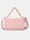 Women Faux Leather Fashion Chain Multifunction Crossbody Bag Brief Shoulder Bag - Pink