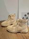Women Casual Lace-up Comfy Warm Lined Platforms Tooling Boots - Khaki