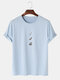 Mens 100% Cotton Moon Eclipse Printed Short Sleeve Graphic T-Shirt - Light Blue