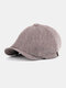 Men Cotton Lattice Pattern British Retro Newsboy Hat Octagonal Hat Flat Cap - Coffee