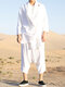 Men Retro Loose Cotton Linen Yoga Suit - White