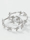 Trendy Luxury Full Rhinestones Butterflies Decorative Circle-shaped Zinc Alloy Hoop Earrings - Silver