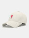 Unisex Cotton Poker Letters Love Embroidery Wavy Brim Sunscreen Simple Baseball Cap - Khaki