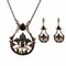 Vintage Jewelry Sets Hollow Rhinestone Vase Charm Necklace Ear Drop Earrings Ethnic Jewerlry for Her - Black