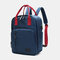 Women Canvas Casual Patchwork Backpack - Dark Blue
