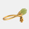 Vintage S925 Silver Hetian Jade Ring Metal Orchid Opening Adjustable Finger Ring - Gold