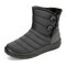 Buckle Cold Resistant Warm Fur Lining Waterproof Snow Ankle Boots For Women - Grey