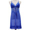 Perspective Sexy Pajamas Lace Straps Nightdress - Blue