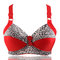 Thin Leopard Adjustment Bra Gathered Without Steel Ring Chest Small Full Cup Underwear - Red leopard print