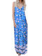 Tie-dye Printing Sling Pocket Maxi Dress - Light Blue