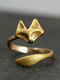 Simple Small Animal Women Ring Opening Adjustable Fox Ring - Gold