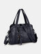 Retro Faux Leather Stitching Texture Wear Resistant Crossbody Bag Multi-Carry Key Chain Handbag Waterproof Shoulder Bag Tote - Blue