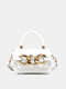 Women Faux Leather Fashion Solid Color Chain Rivet Handbag Crossbody Bag - White