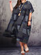 فستان بوهيمي هندسي عرقي اللون بلوك Plus مقاس مع جيب - القوات البحرية